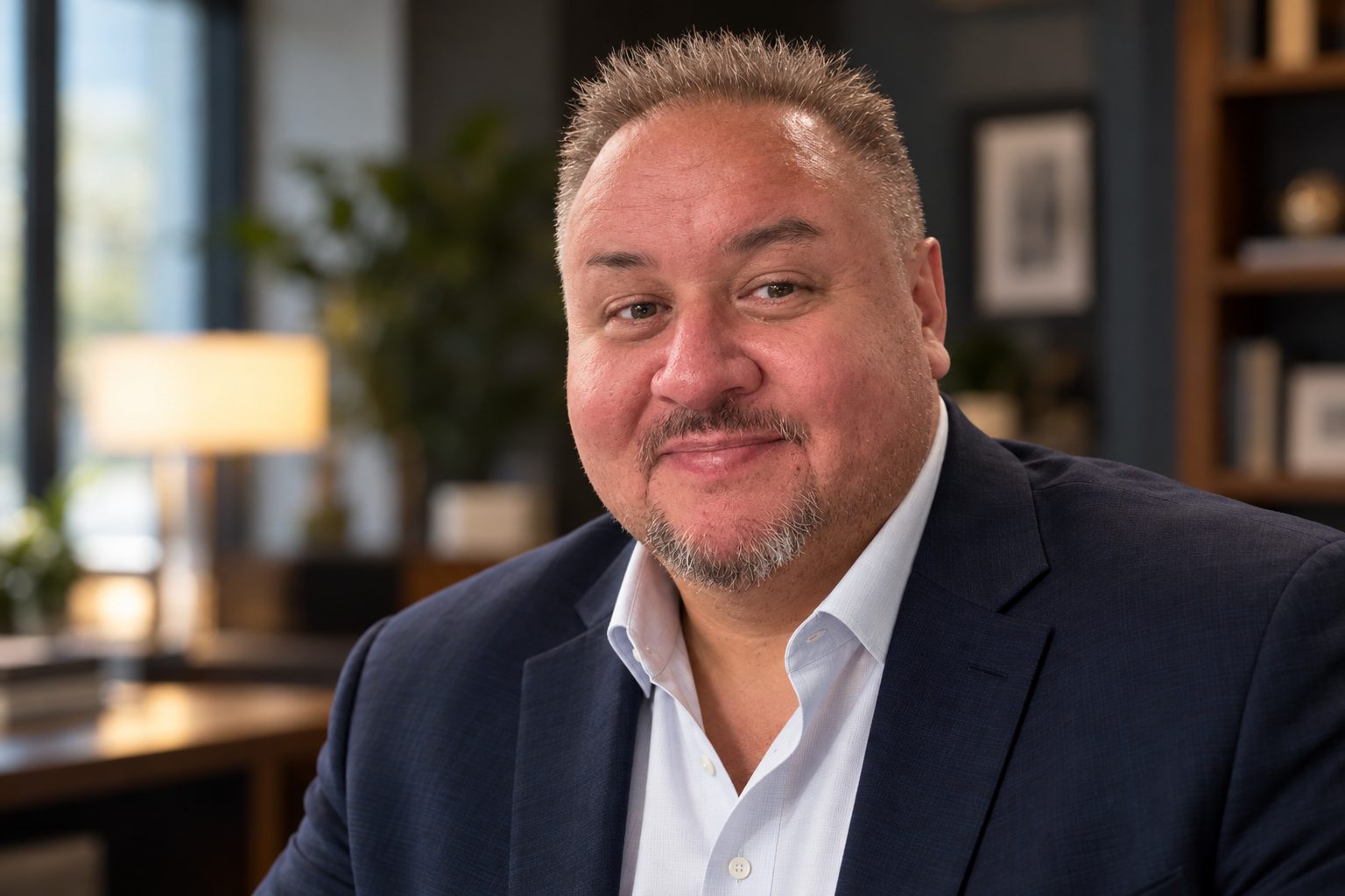 Portrait of Brian Cardinal in a navy suit jacket